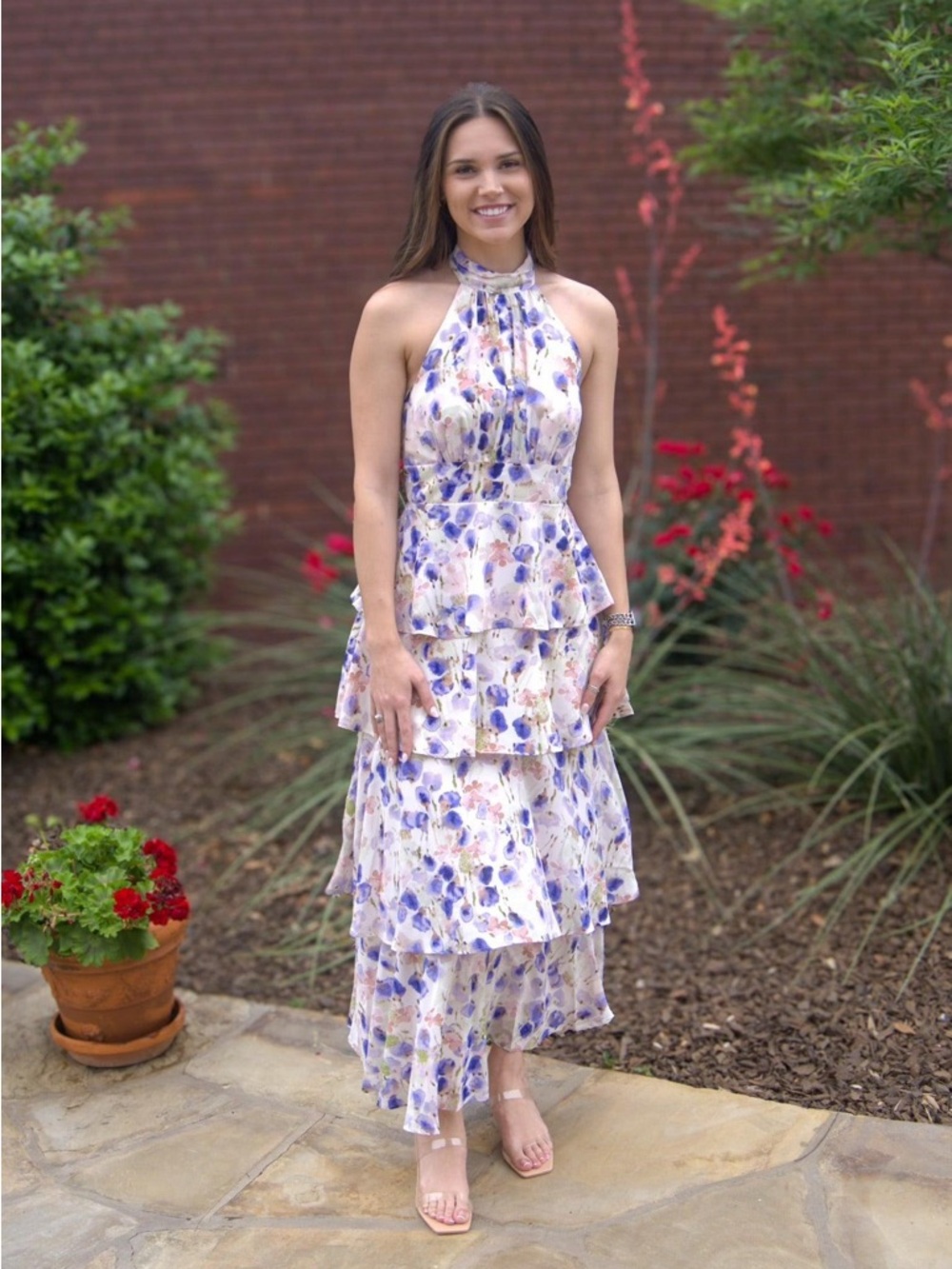 Halter Neck Tiered Maxi Dress